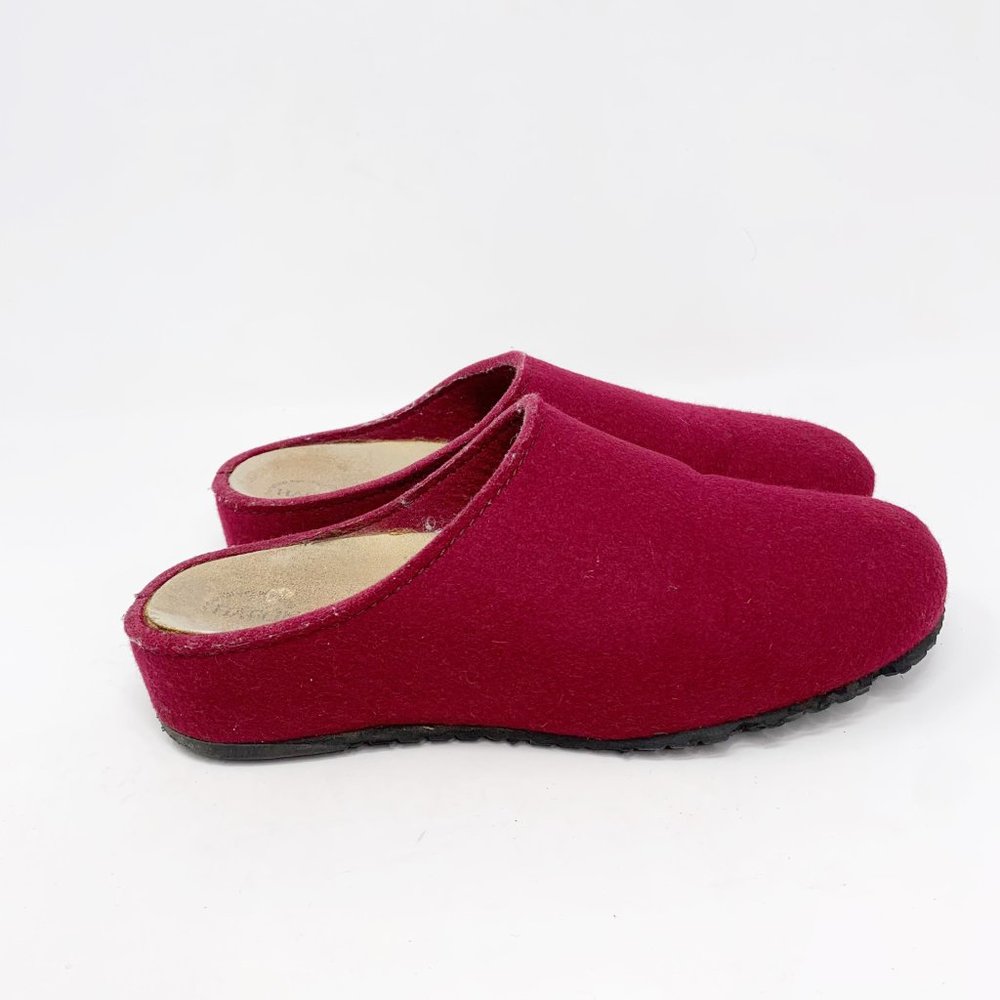 Haflinger Womens Red Suede Slip On Round Toe Clog  Size US 8.5 EUR 39